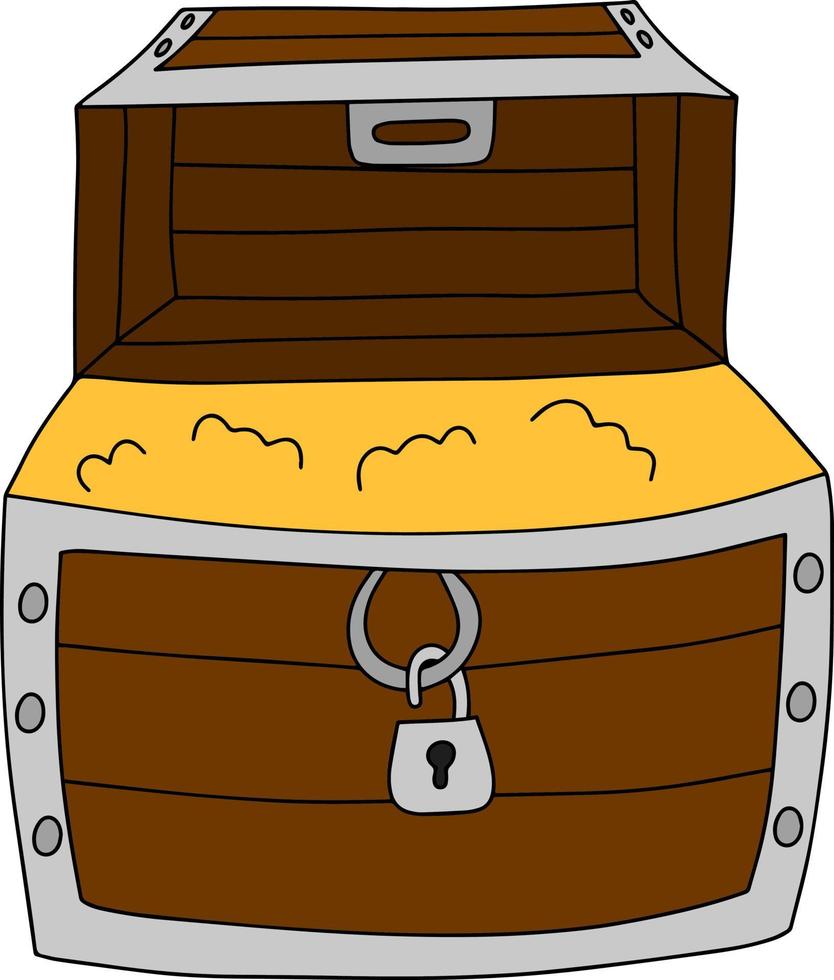 vetor isolado baú de tesouro do pirata com ilustração de ouro. desenho  animado baú aberto com moedas de ouro 4334113 Vetor no Vecteezy